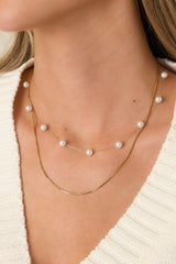 Quiet Promise Gold & Pearl Layered Necklace