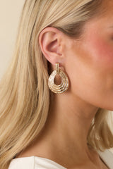 She's Got Plans Gold Textured Oval Drop Earrings
