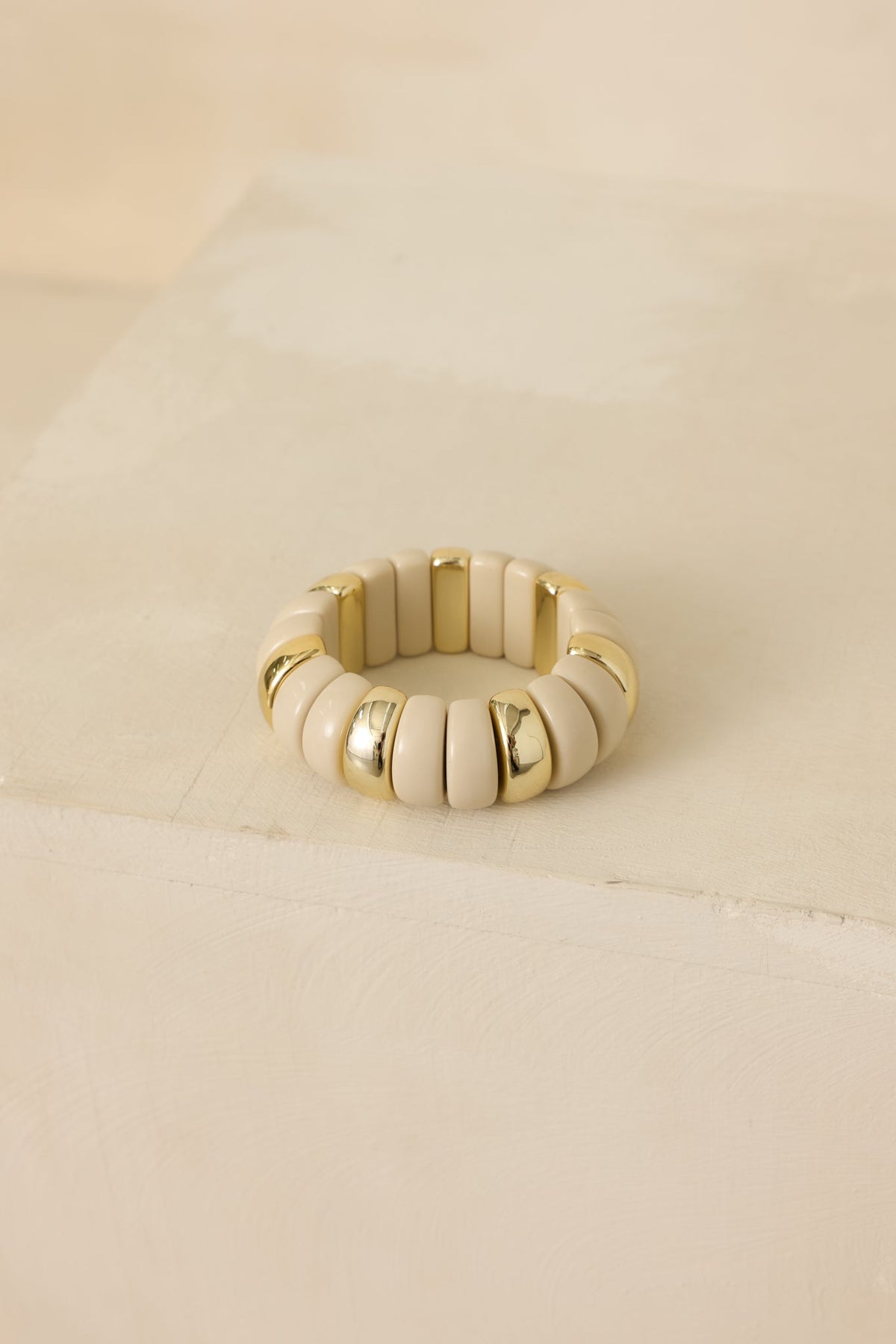 A Hint of Glow Ivory & Gold Beaded Statement Bracelet
