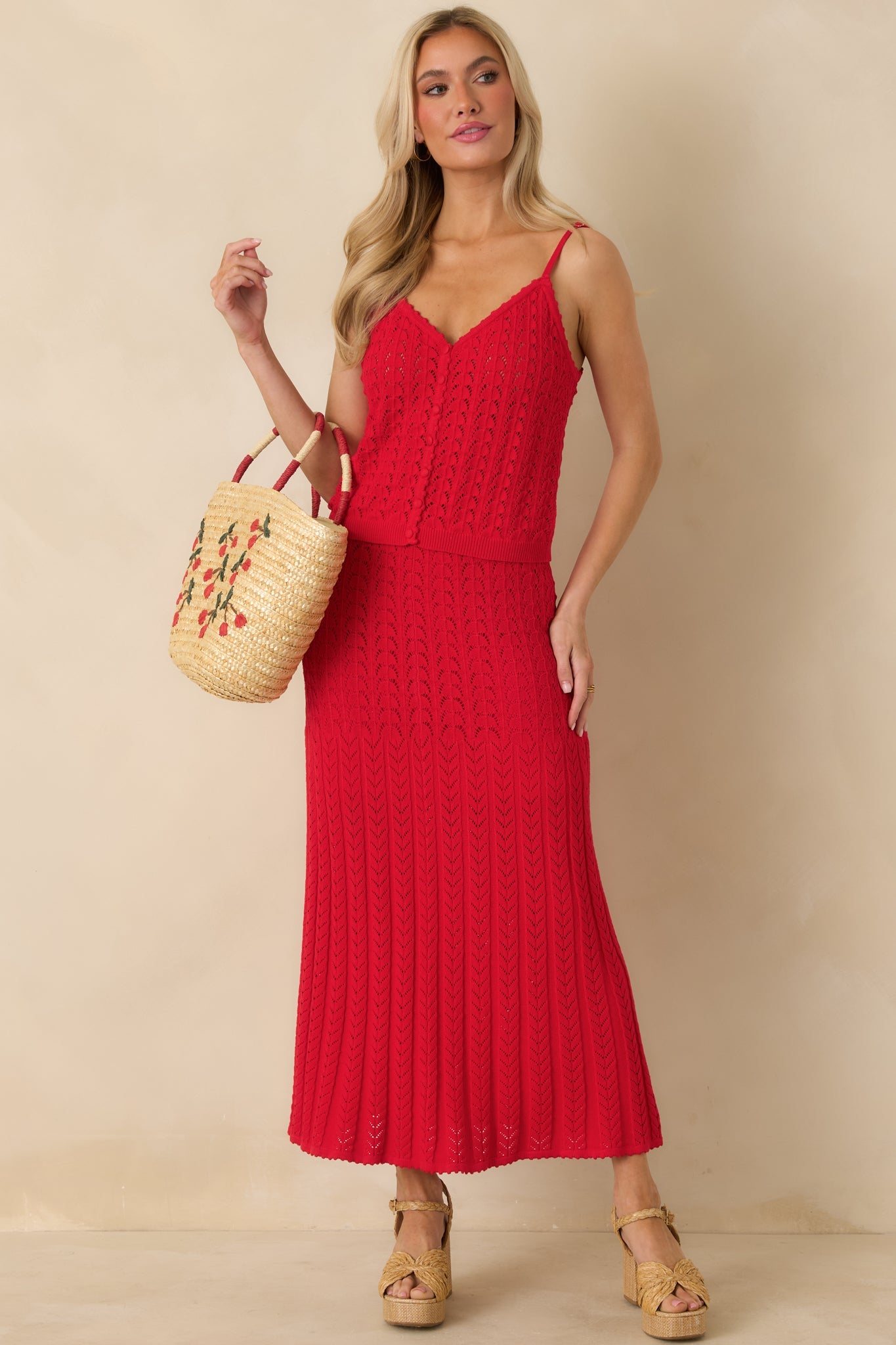 Z Supply Kiss Me Red Lexa Sweater Midi Skirt
