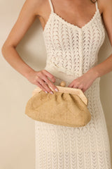 Held Close Natural Textured Woven Clutch