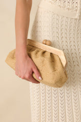 Held Close Natural Textured Woven Clutch