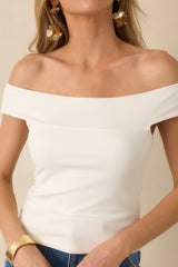 Z Supply Ivory Second Skin Off Shoulder Top