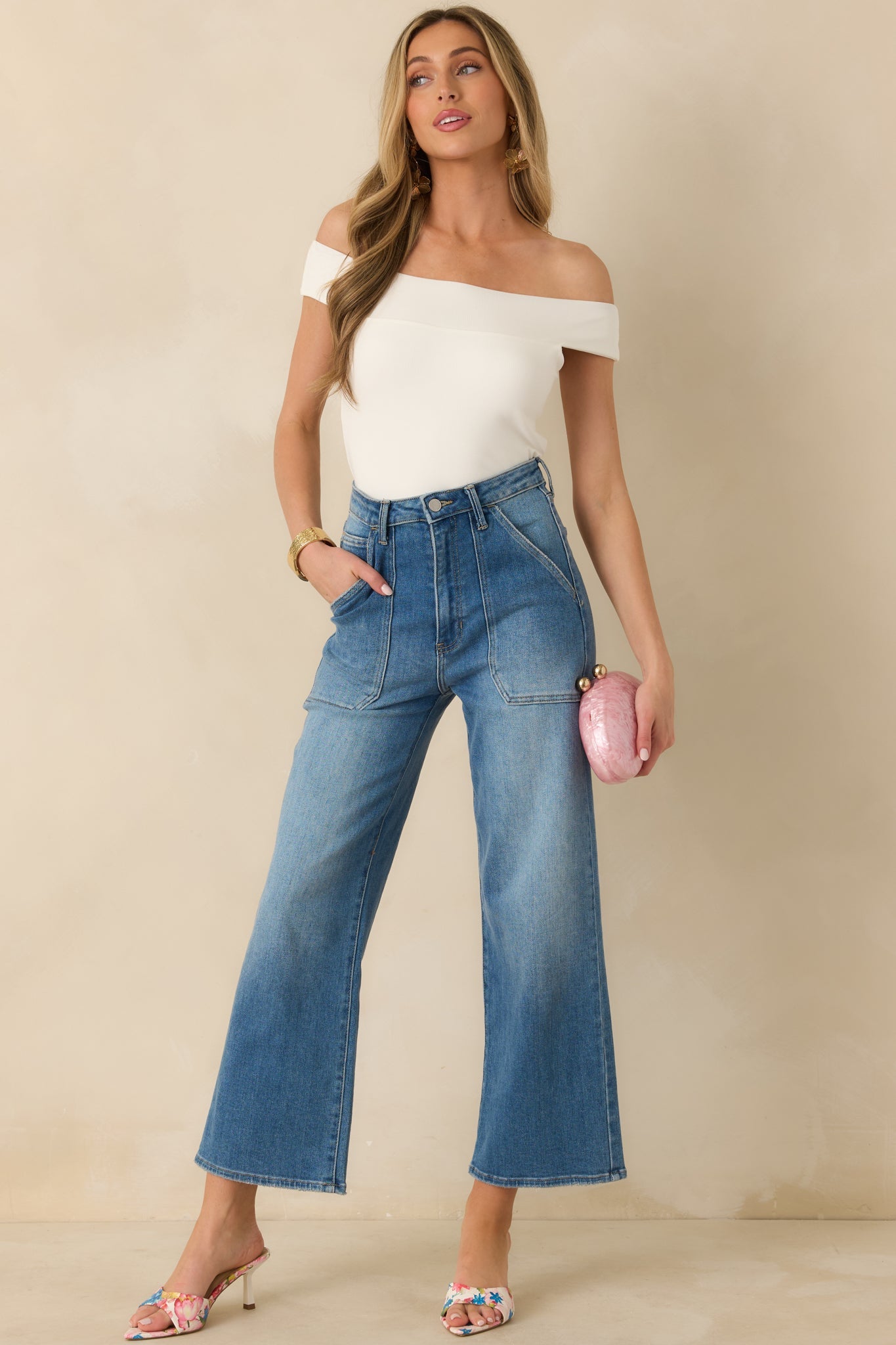 Z Supply Ivory Second Skin Off Shoulder Top