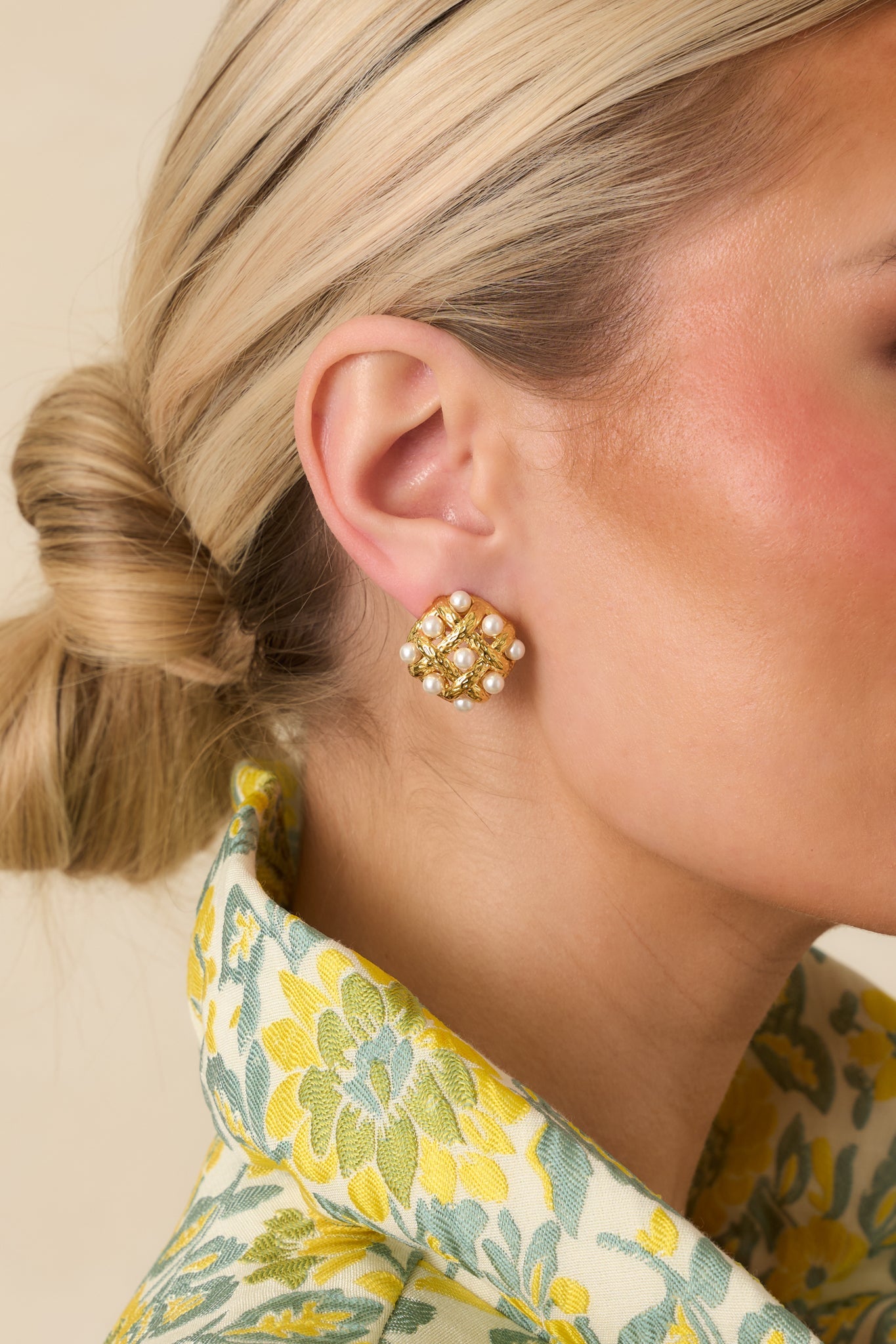 Where You Are Gold Ivory Pearl Cluster Earrings