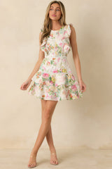 Where The Night Takes Us Ivory Floral Cotton Mini Dress