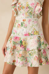 Where The Night Takes Us Ivory Floral Cotton Mini Dress