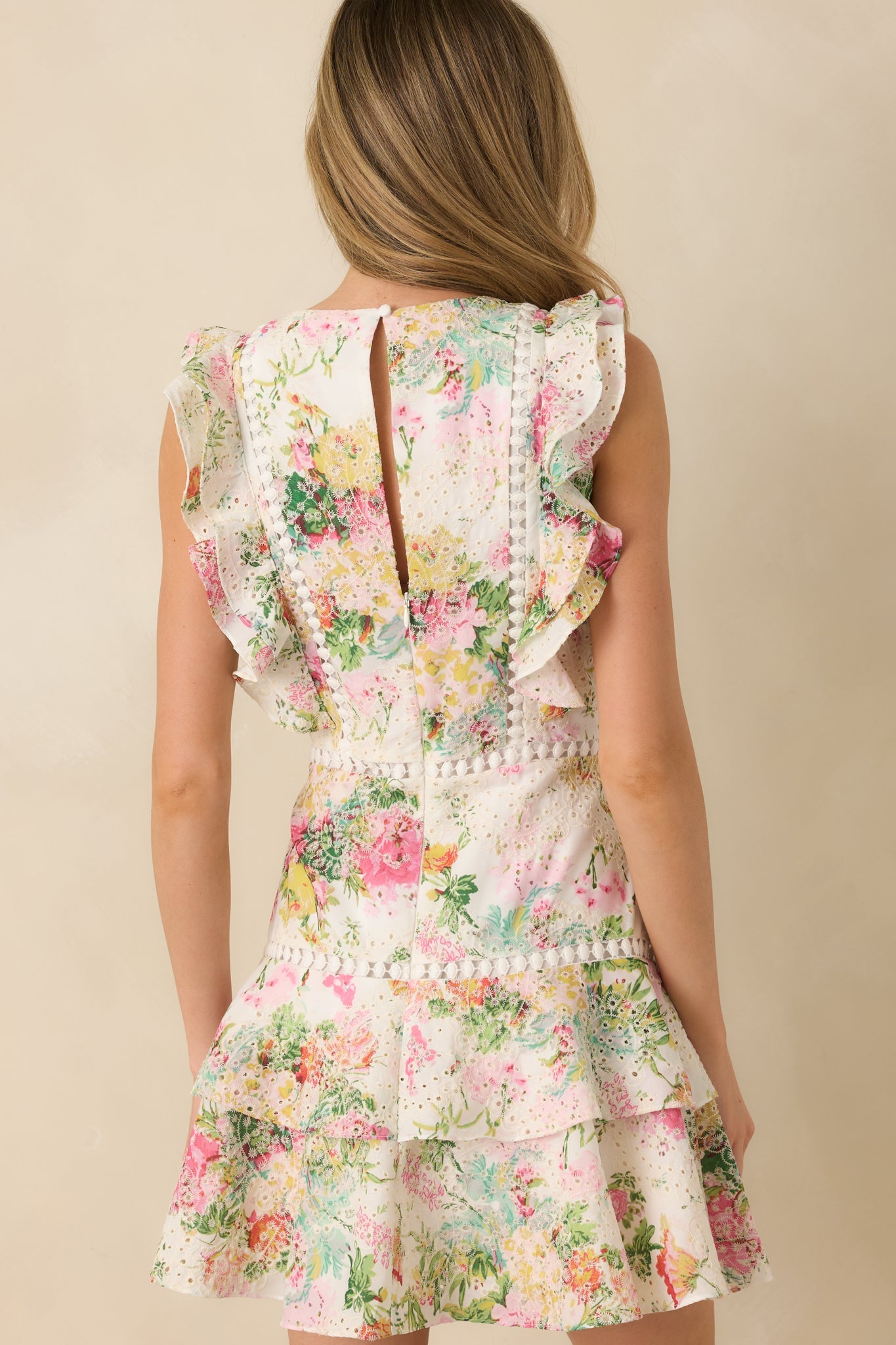 Where The Night Takes Us Ivory Floral Cotton Mini Dress