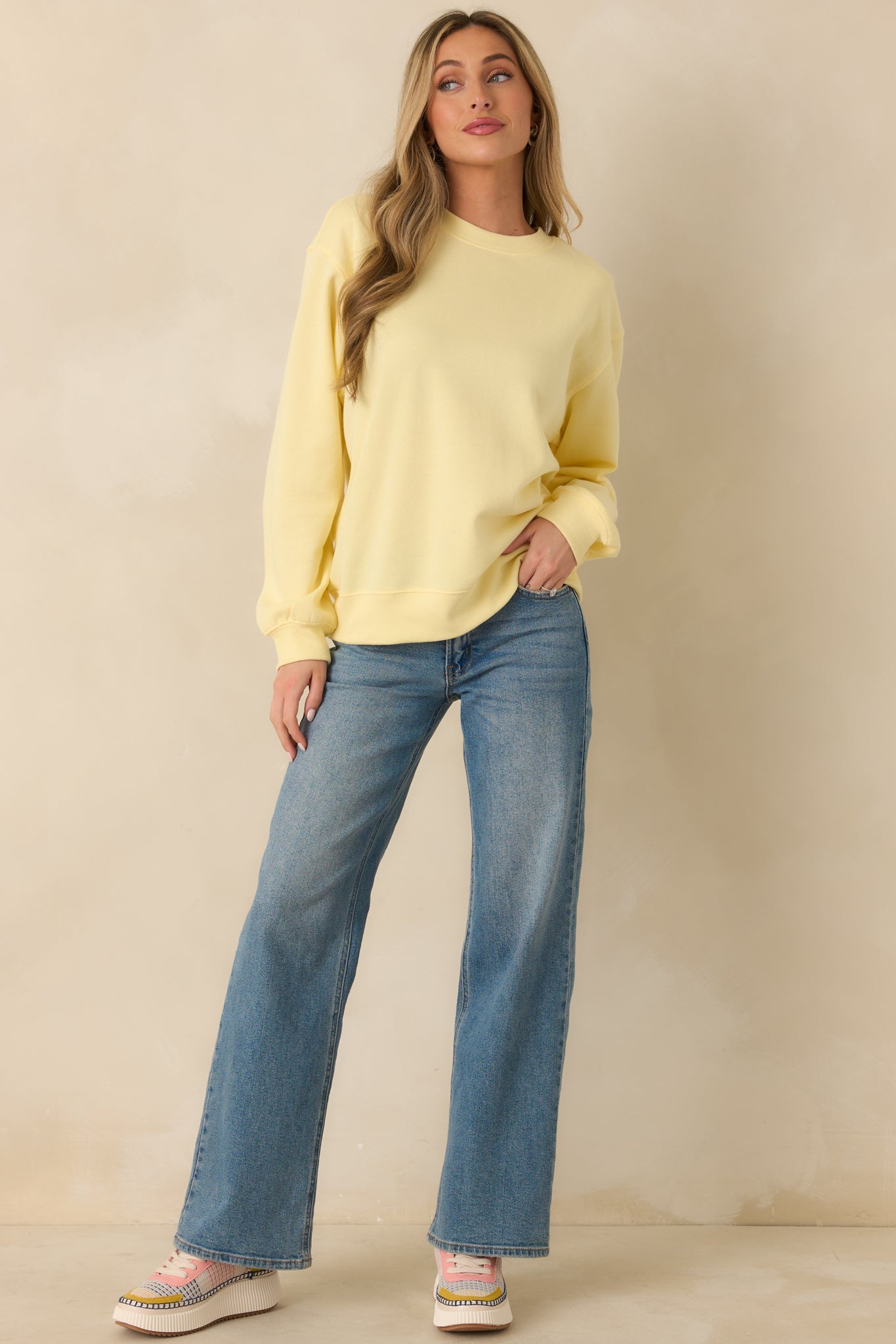 Z Supply Sunnyside Yellow Classic Boyfriend Sweatshirt