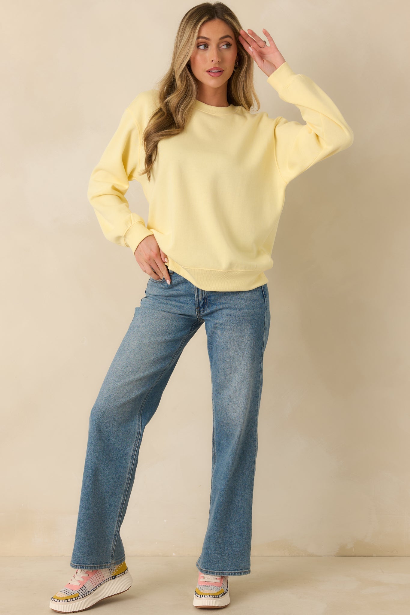 Z Supply Sunnyside Yellow Classic Boyfriend Sweatshirt