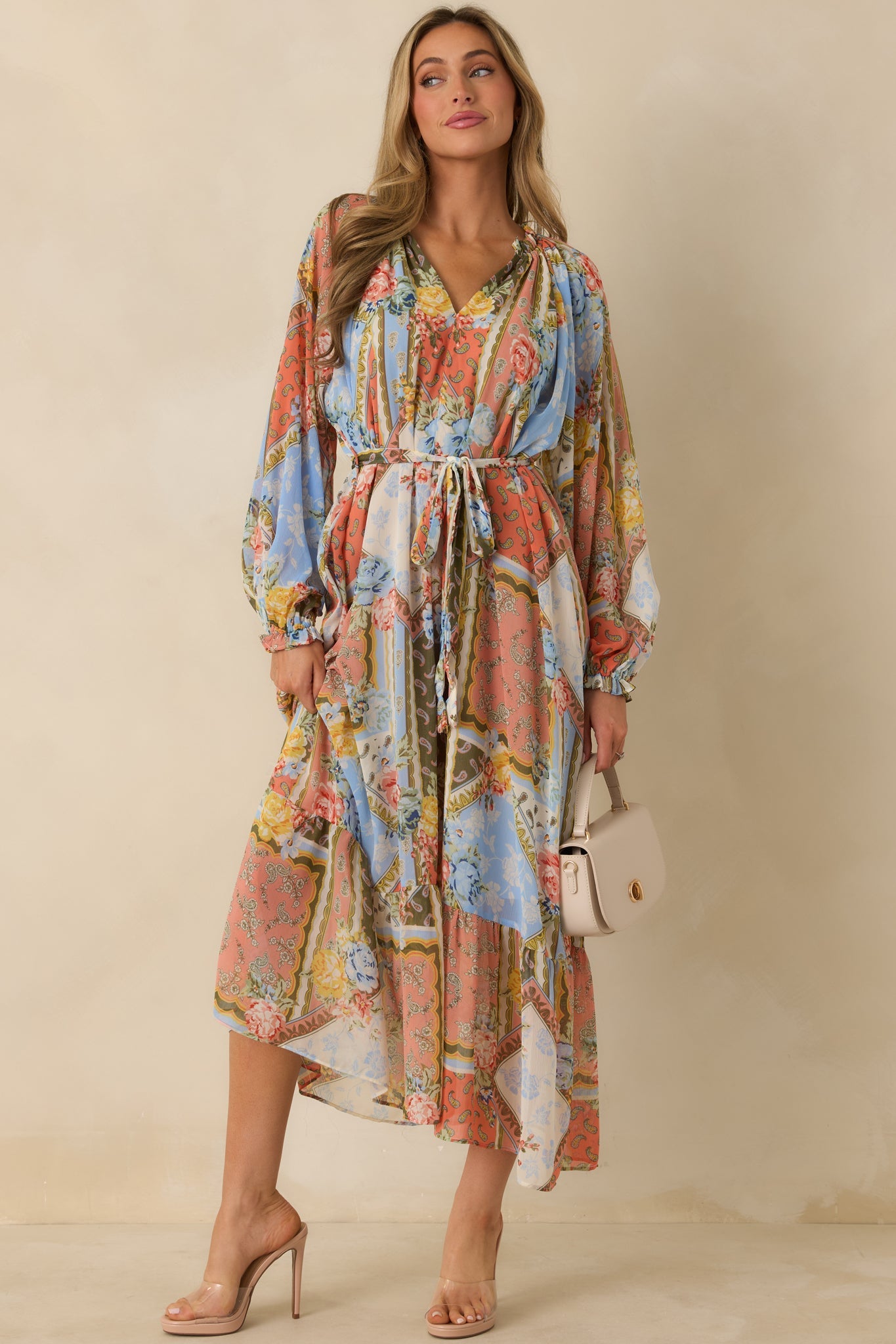 Take Your Breath Away Multi Floral Print Long Sleeve Maxi Dress