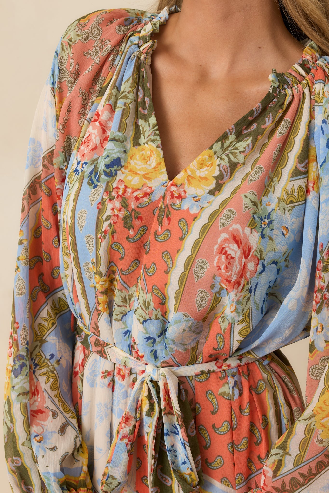 Take Your Breath Away Multi Floral Print Long Sleeve Maxi Dress