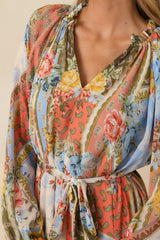 Take Your Breath Away Multi Floral Print Long Sleeve Maxi Dress