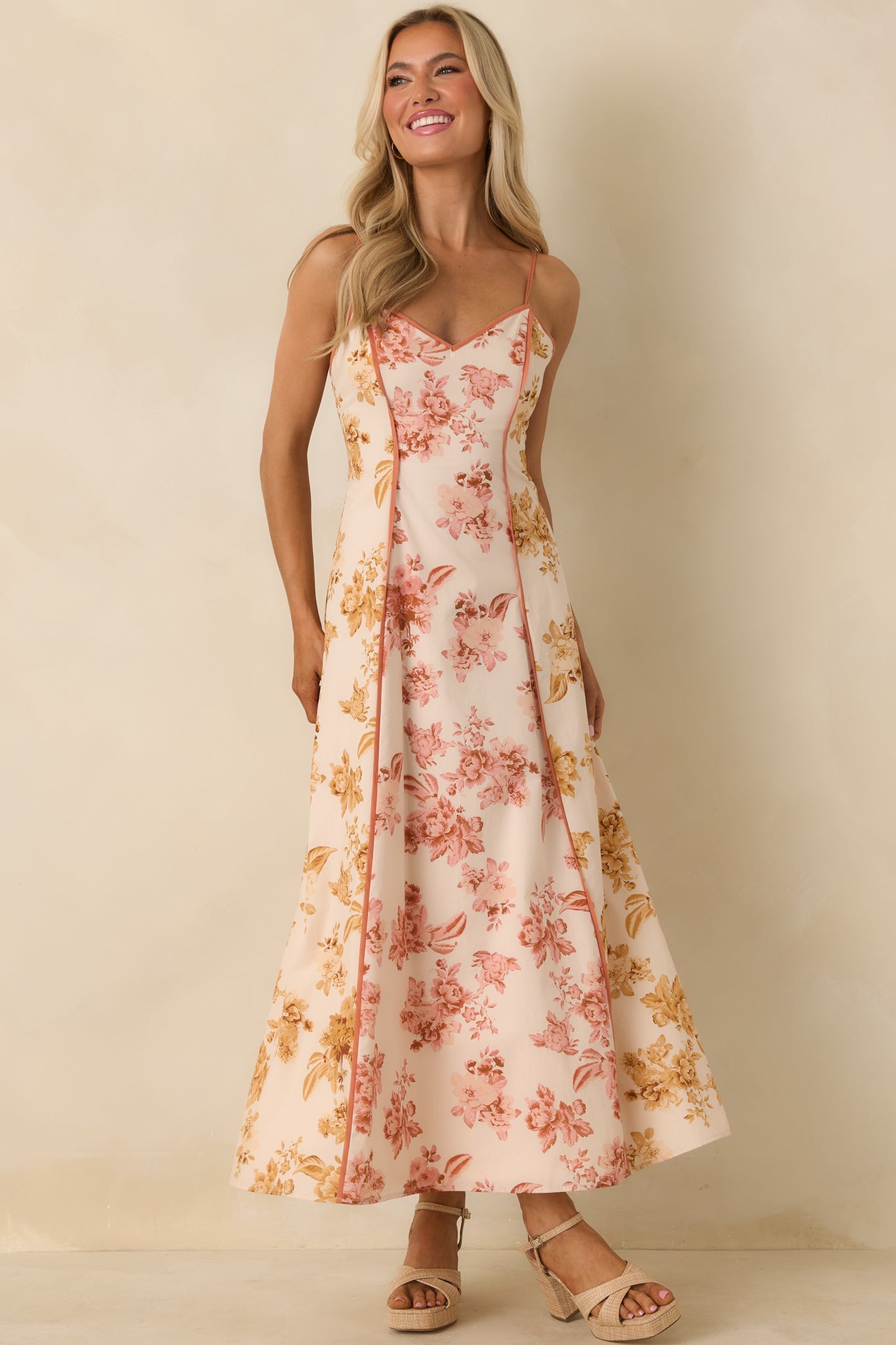 Feeling Like Yourself Rose Pink Floral Print Cotton Maxi Dress