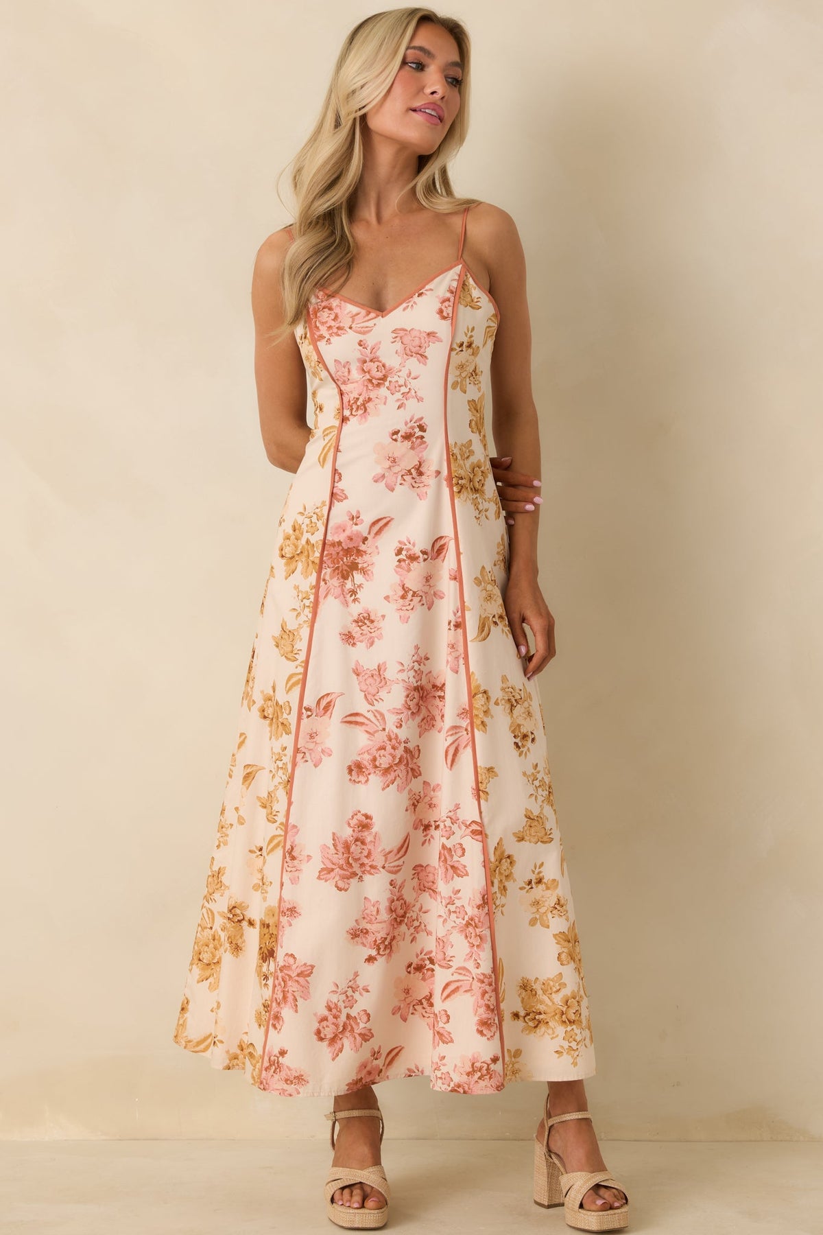 Feeling Like Yourself Rose Pink Floral Print Cotton Maxi Dress