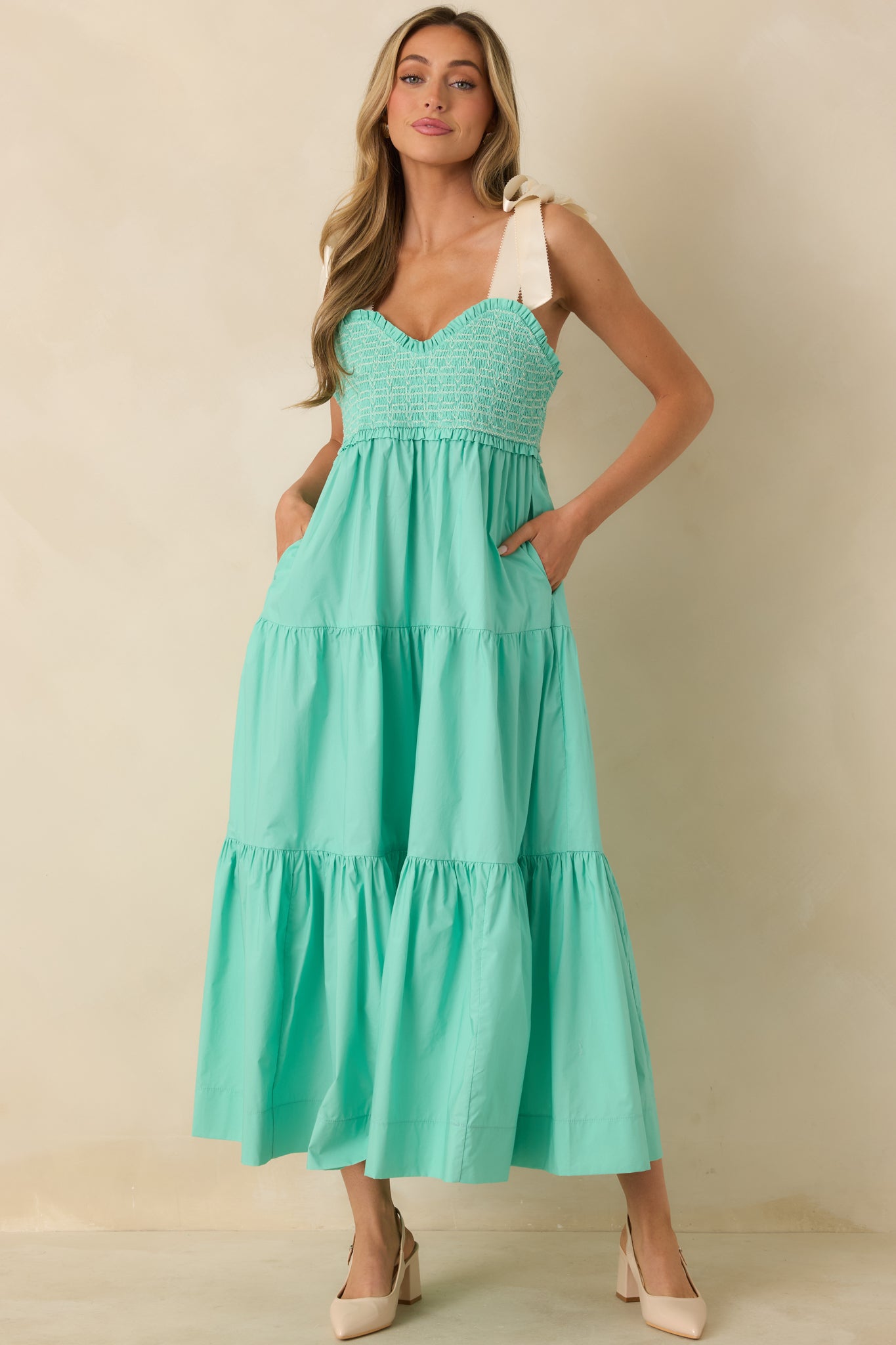 The Felicity Mint Green Cotton Midi Dress
