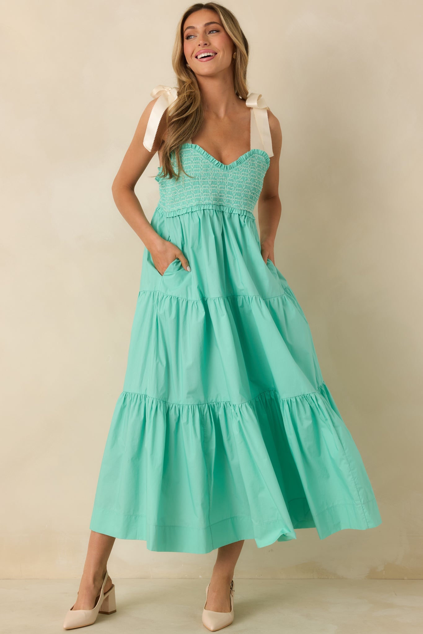 The Felicity Mint Green Cotton Midi Dress