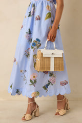 Reserved For You White Faux Leather Structured Woven Handbag