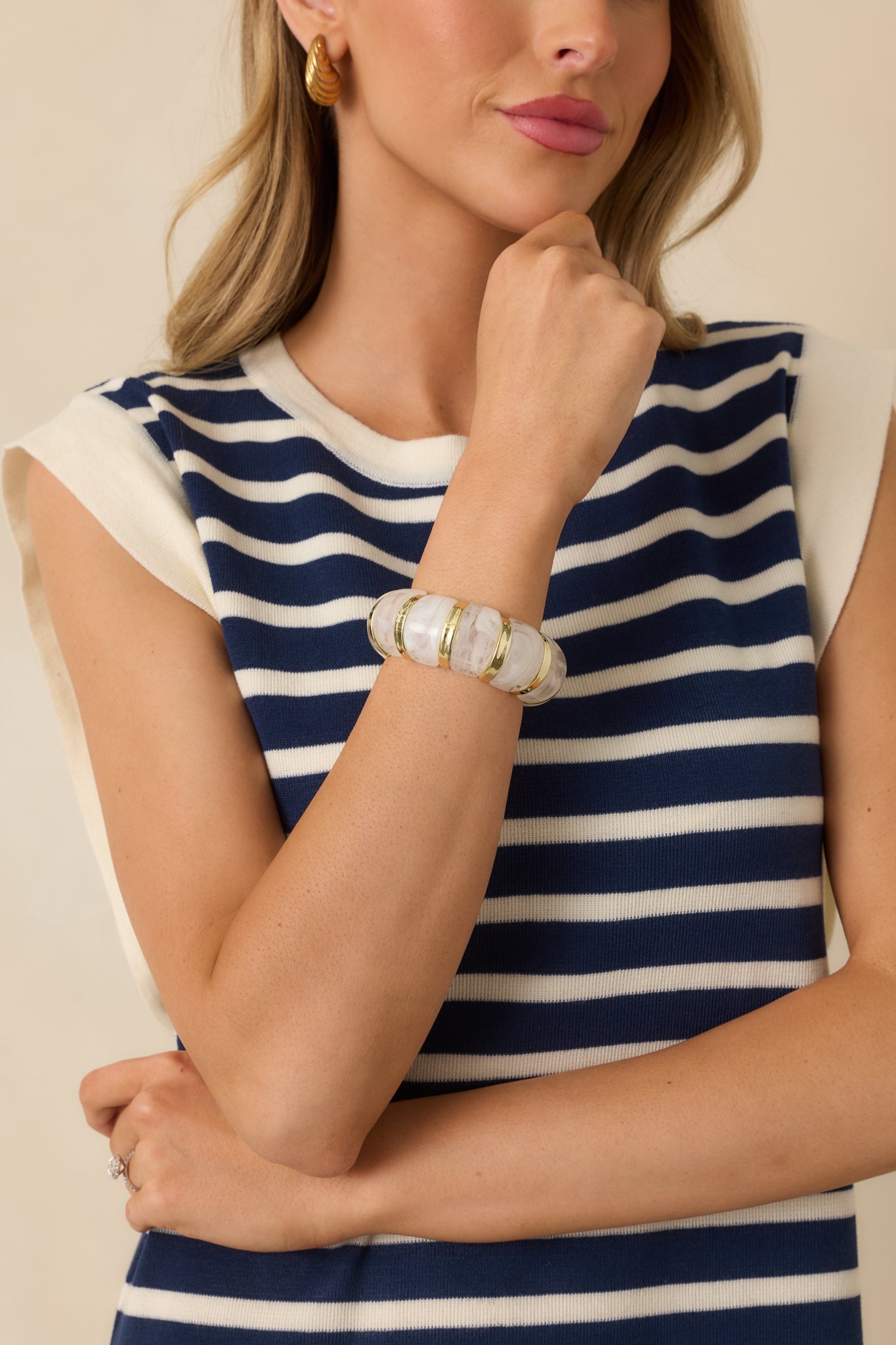 Shine On White & Gold Statement Bracelet