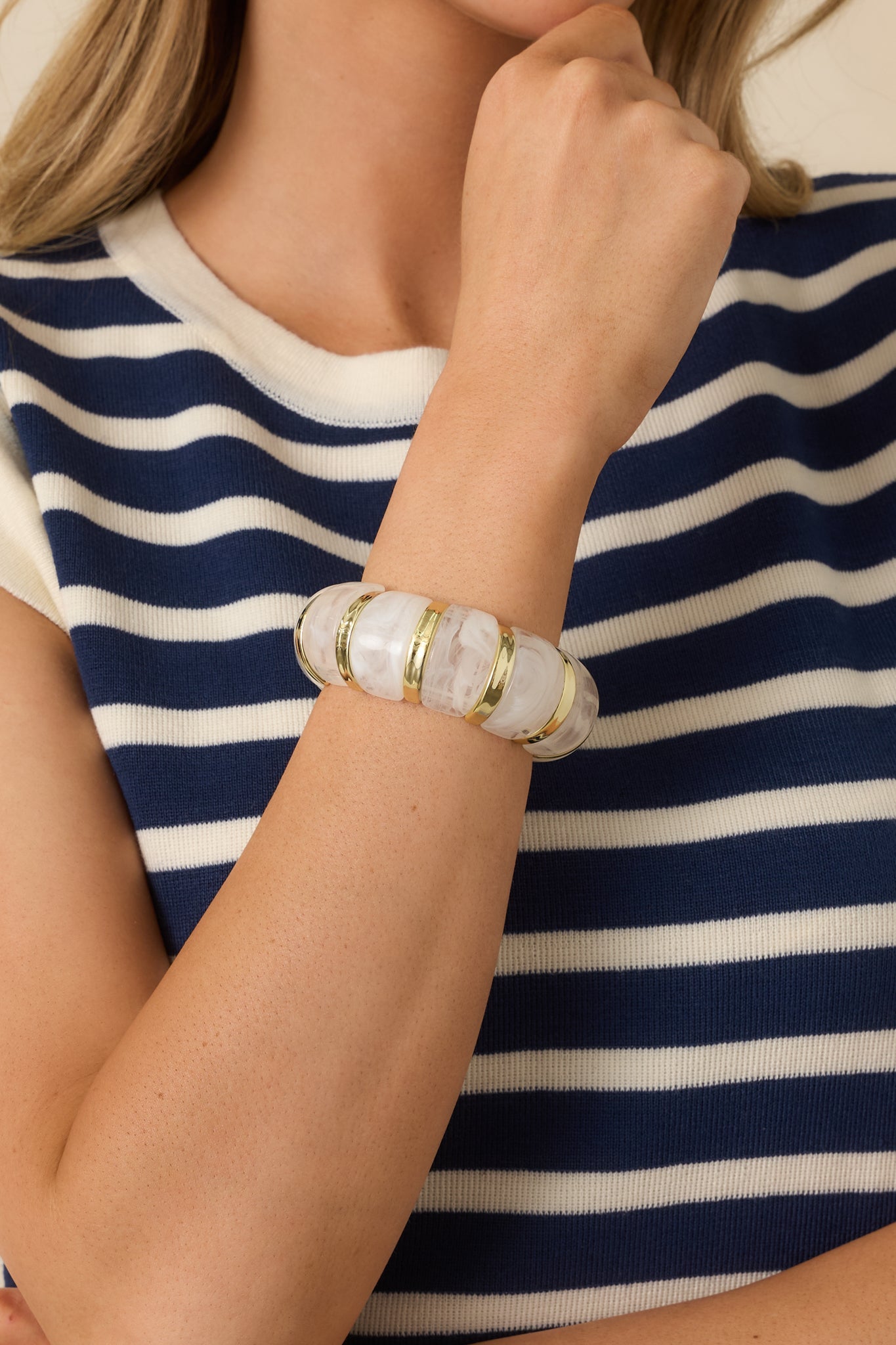 Shine On White & Gold Statement Bracelet