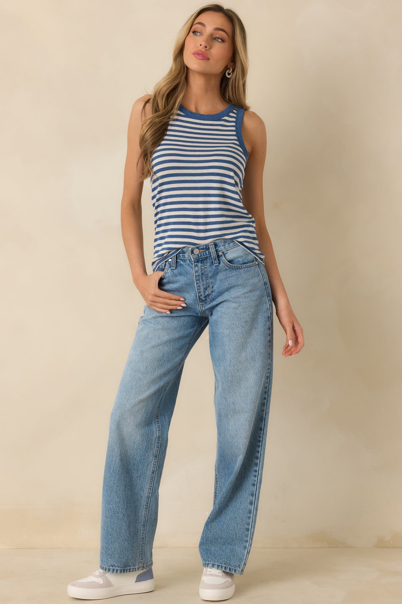 Z Supply Blue Calypso Indigo Select Striped Tank Top