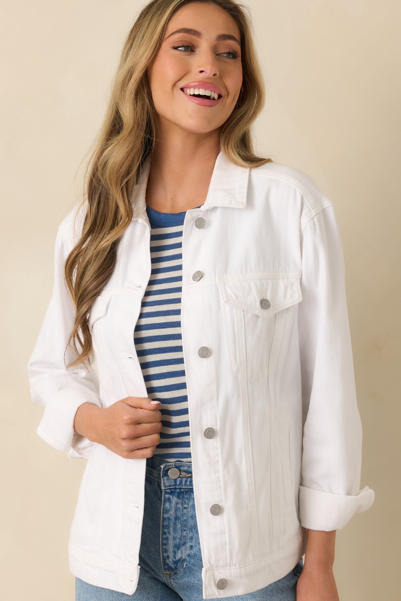 Do You Ever White Denim Jacket