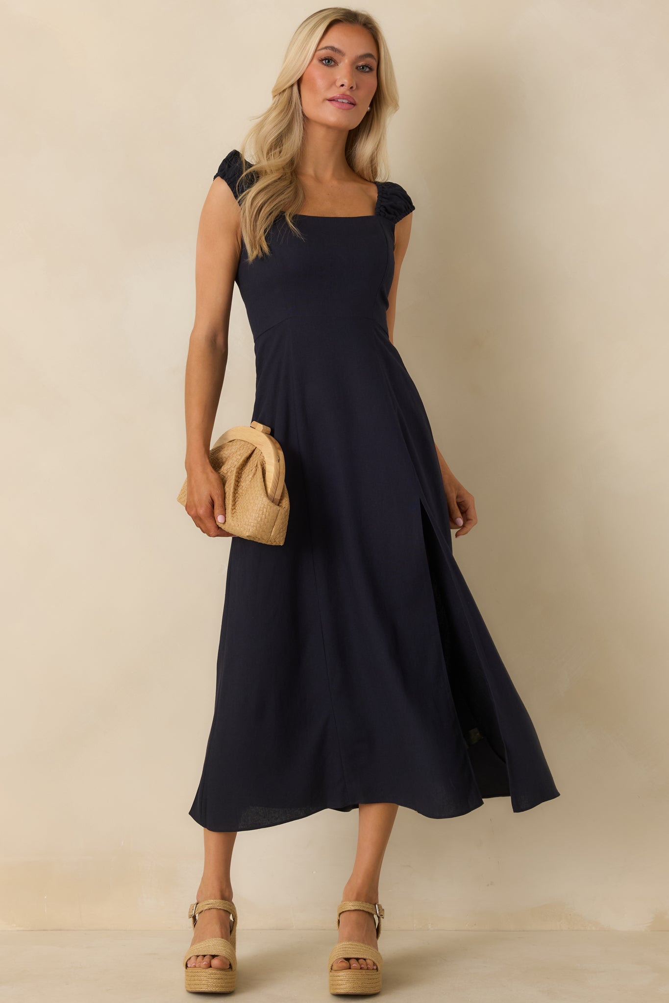 Radiant Reverie Navy Midi Dress