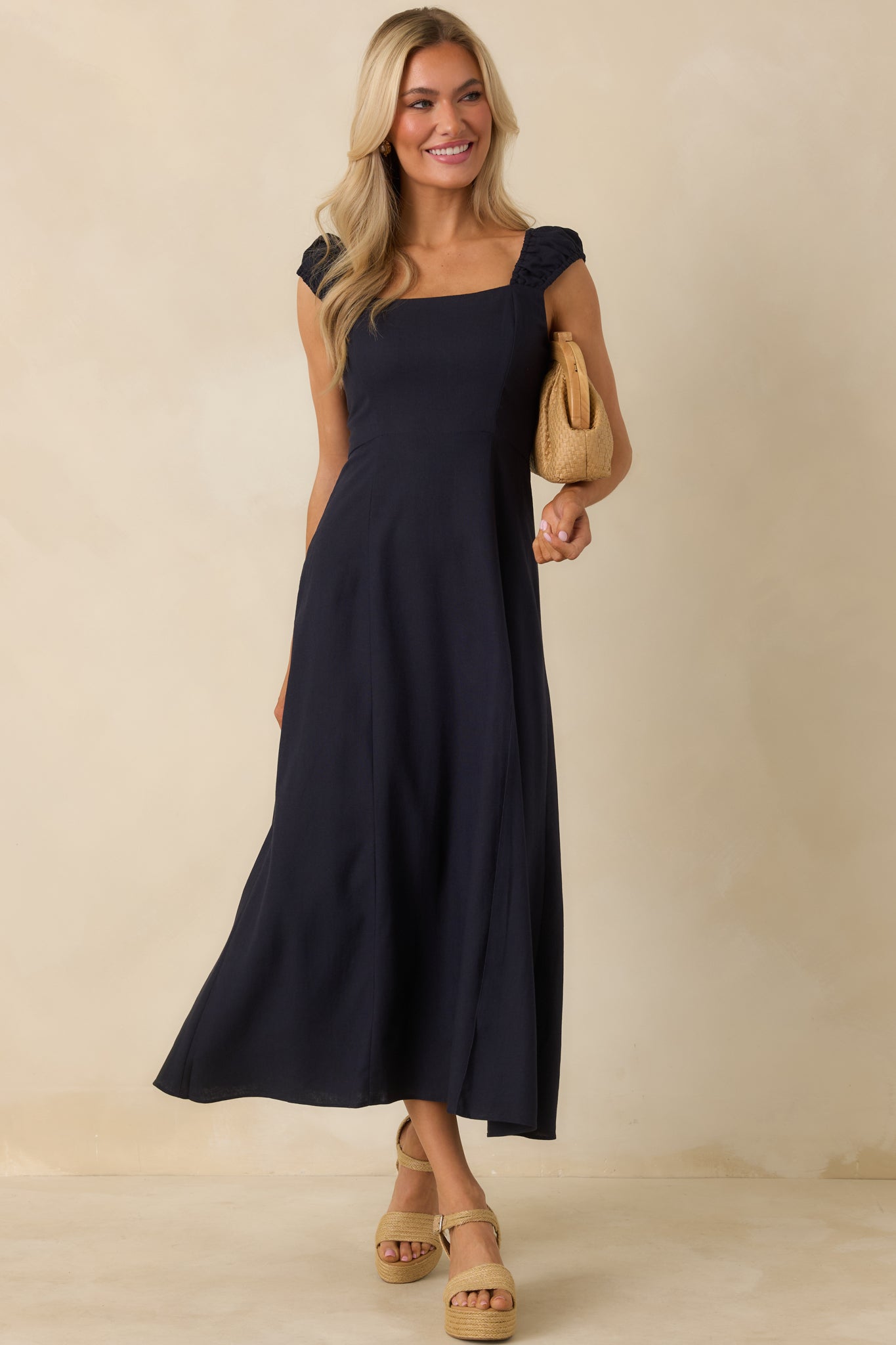 Radiant Reverie Navy Midi Dress