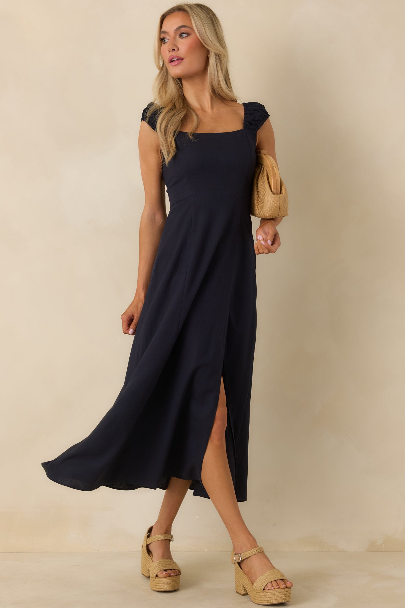 Radiant Reverie Navy Midi Dress