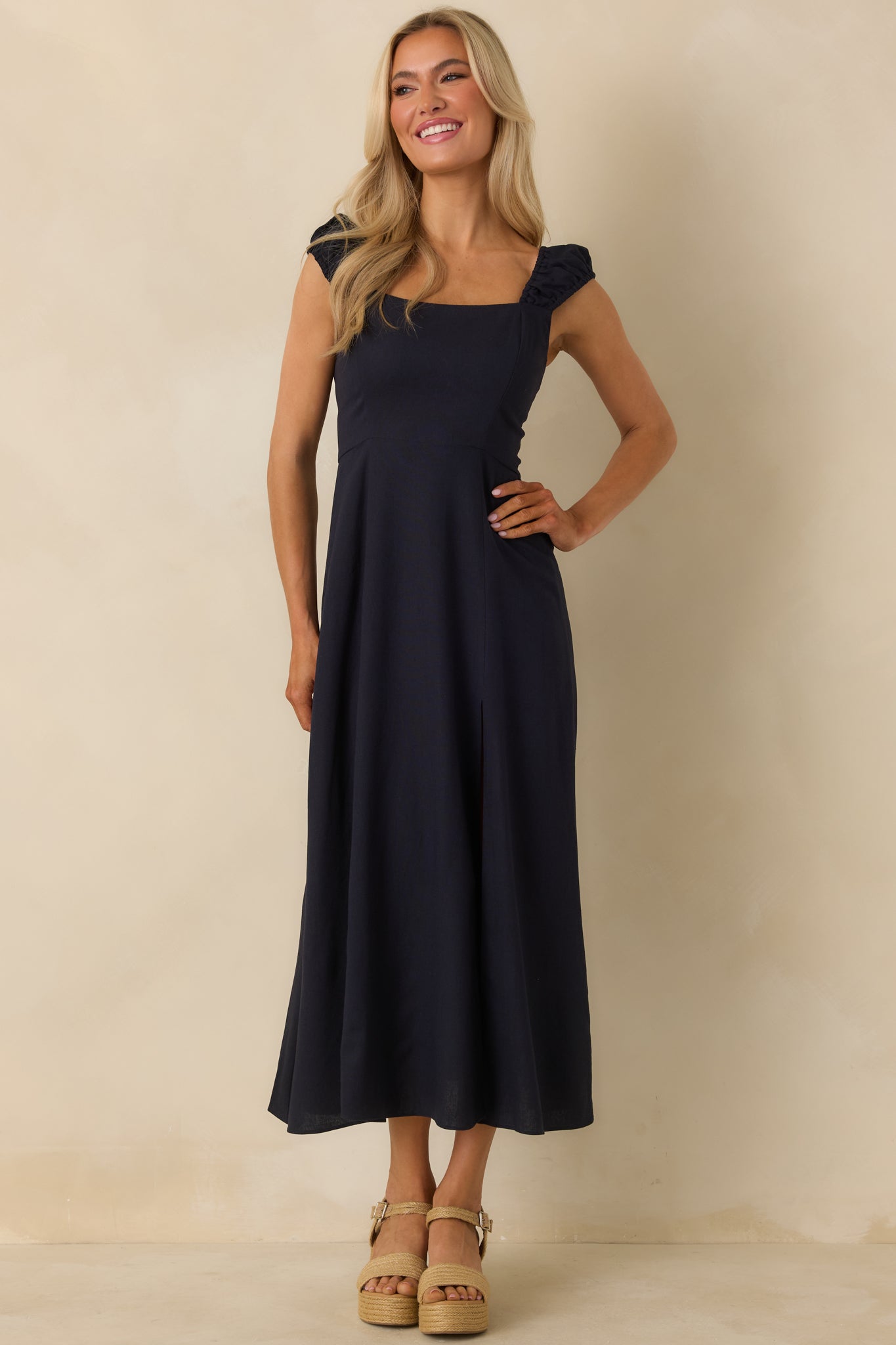 Radiant Reverie Navy Midi Dress