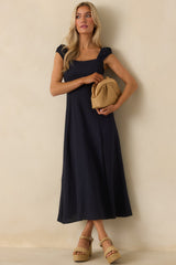 Radiant Reverie Navy Midi Dress