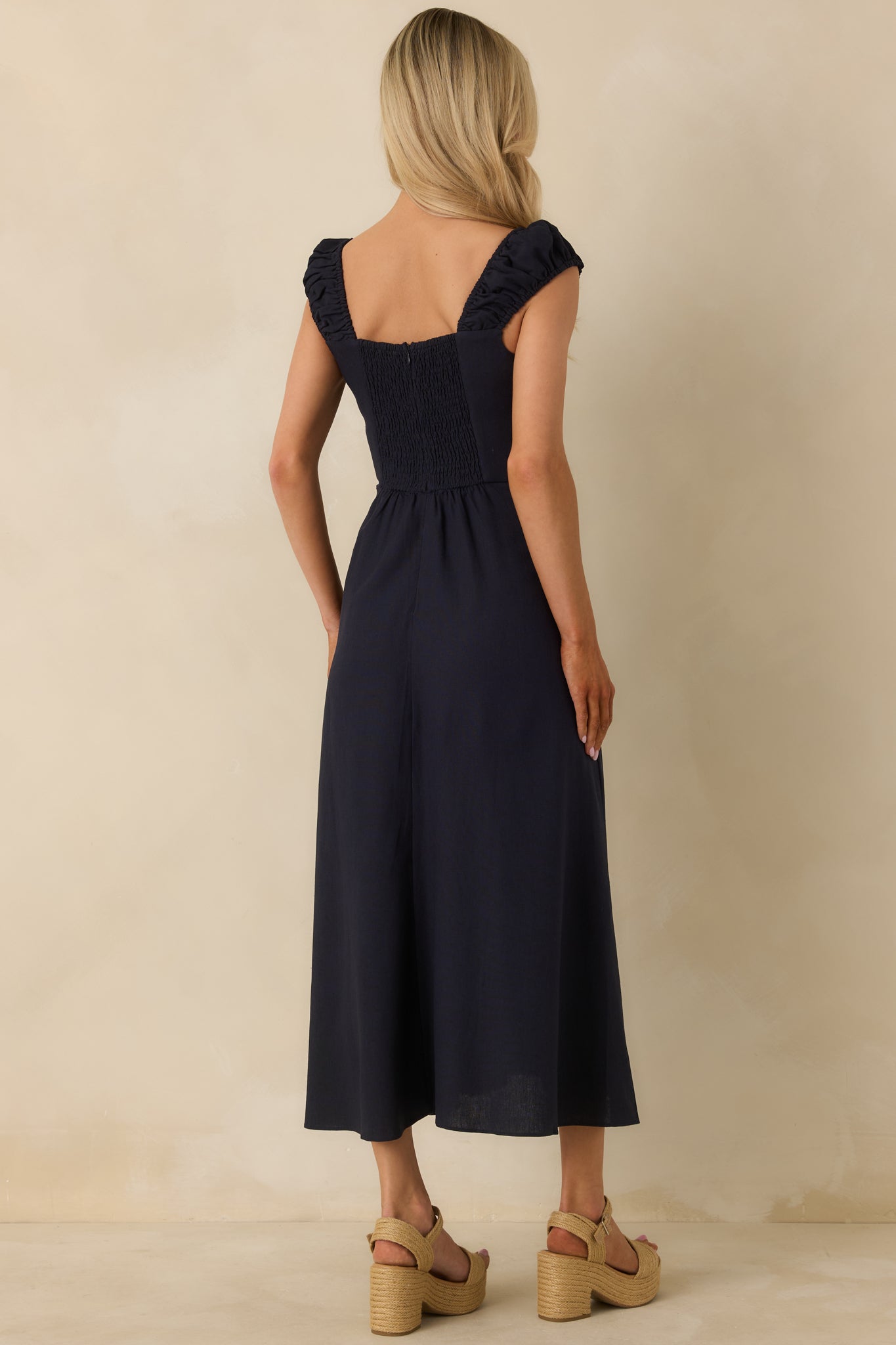 Radiant Reverie Navy Midi Dress