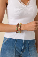 Sunlit Pathways Gold Multi Beaded Stretch Bracelet Set