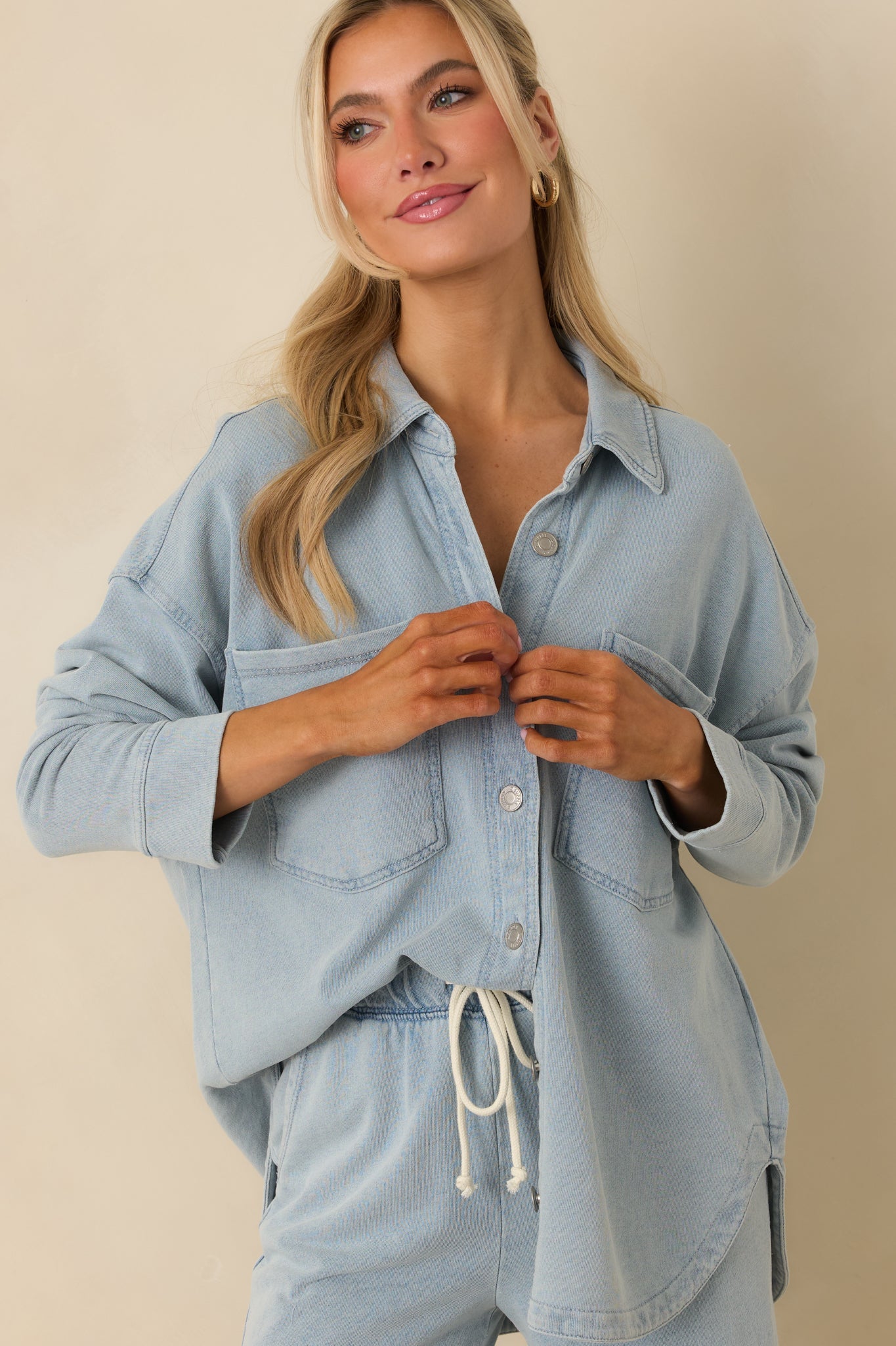 Z Supply Ocean Air Indigo All Day Knit Denim Jacket