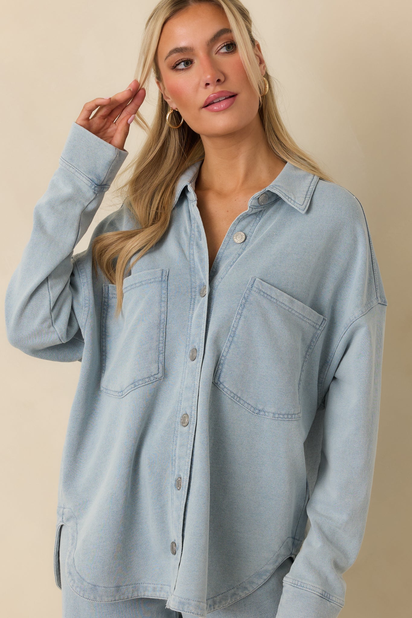 Z Supply Ocean Air Indigo All Day Knit Denim Jacket