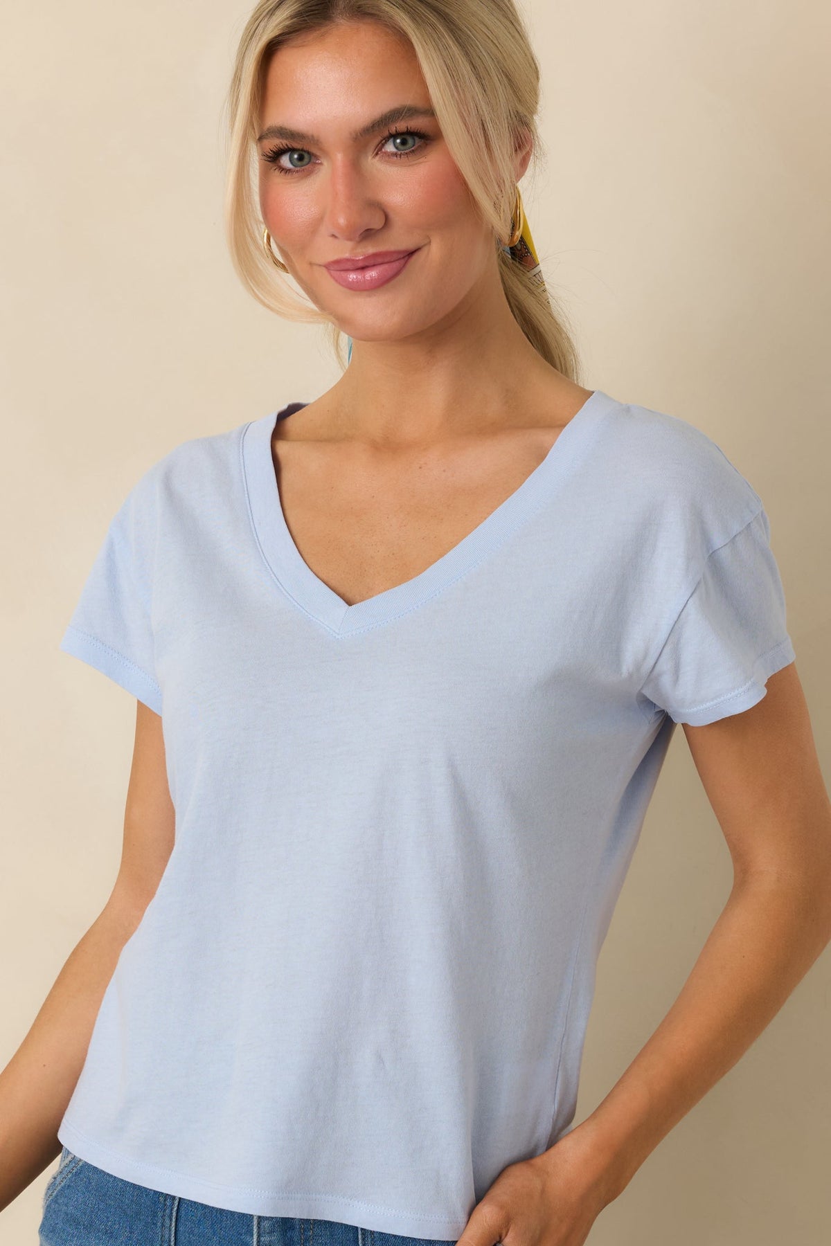 Z Supply Modern Light Blue V-Neck Tee
