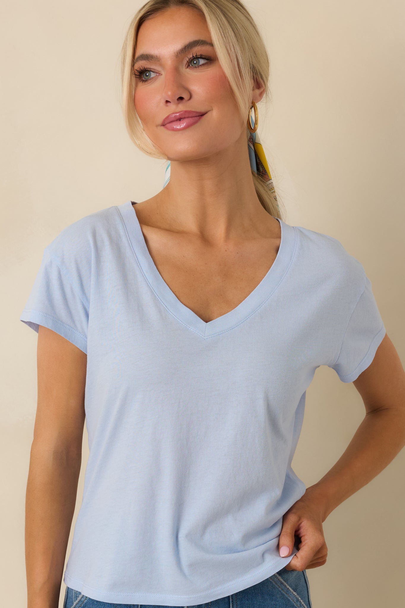 Z Supply Modern Light Blue V-Neck Tee