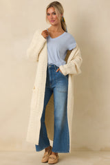 Made For More Cream Knit Duster Cardigan