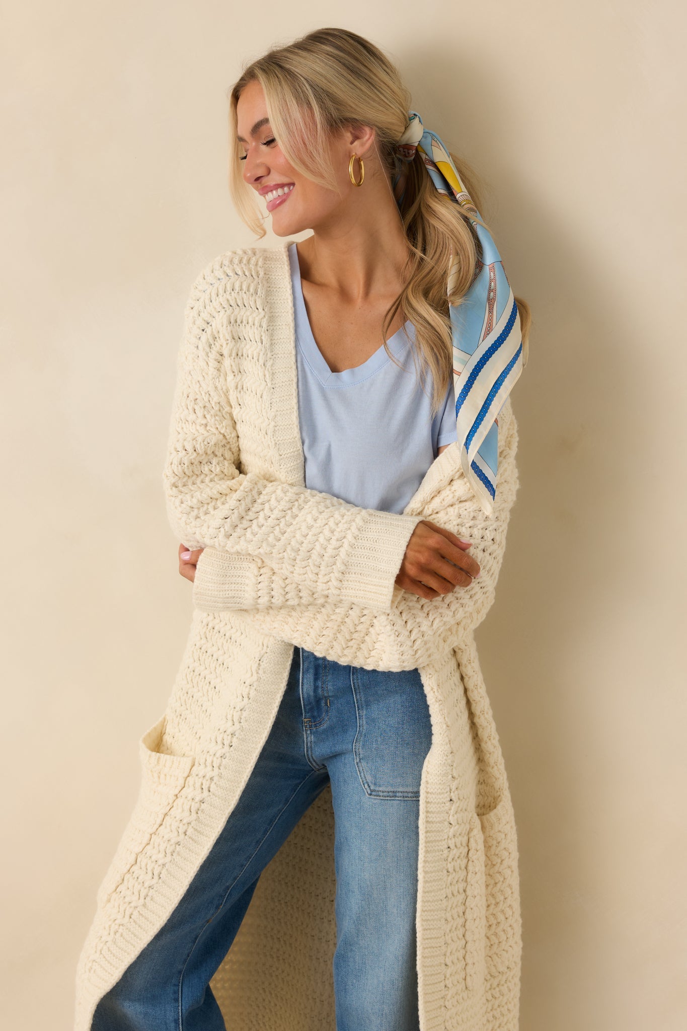 Made For More Cream Knit Duster Cardigan