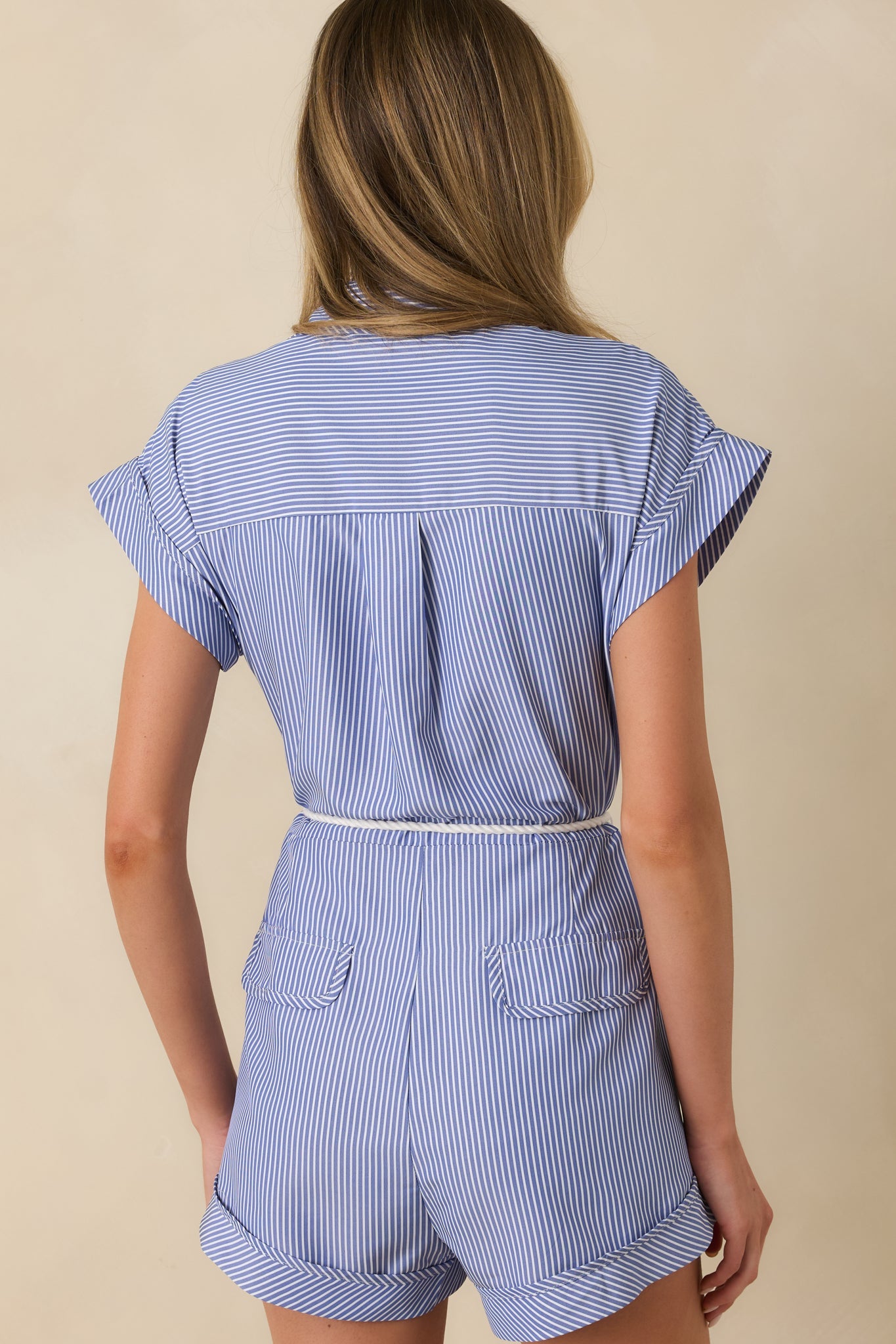 MINKPINK Avery Blue Stripe Playsuit