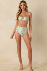 MINKPINK Soleil Green Stripe High Waist Bikini Bottoms