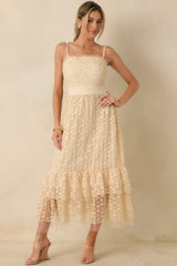 In The Long Run Natural Embroidered Midi Dress