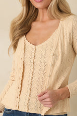 Above All Else Ivory Pointelle Knit Button Up Cardigan