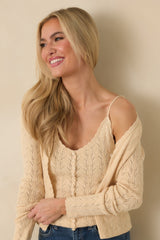 Not Up For Debate Ivory Pointelle Knit Camisole Top