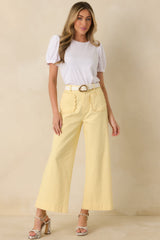 Memories Made Yellow Cotton Wide Leg Pants