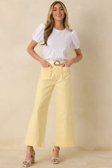 Memories Made Yellow Cotton Wide Leg Pants