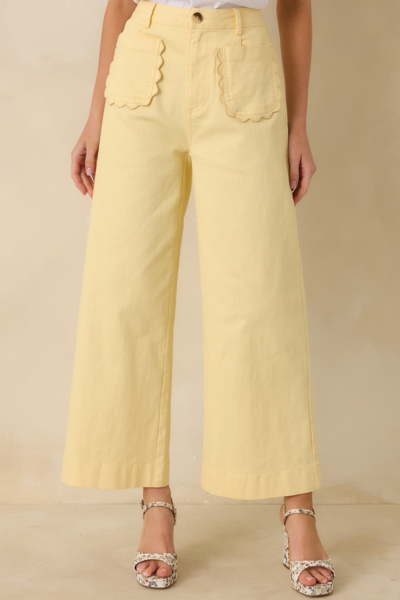 Memories Made Yellow Cotton Wide Leg Pants