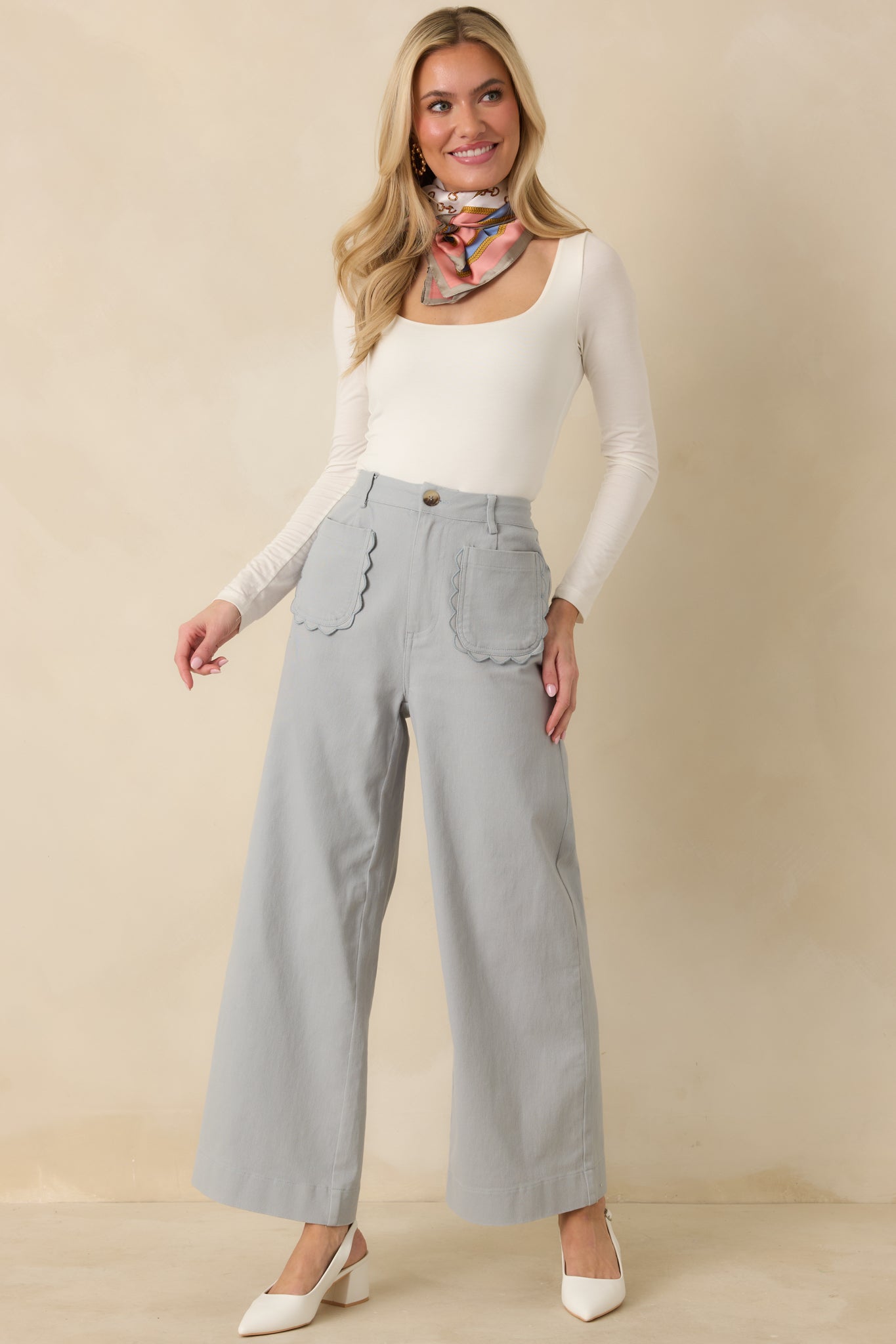 Memories Made Dusty Blue Cotton Wide Leg Pants
