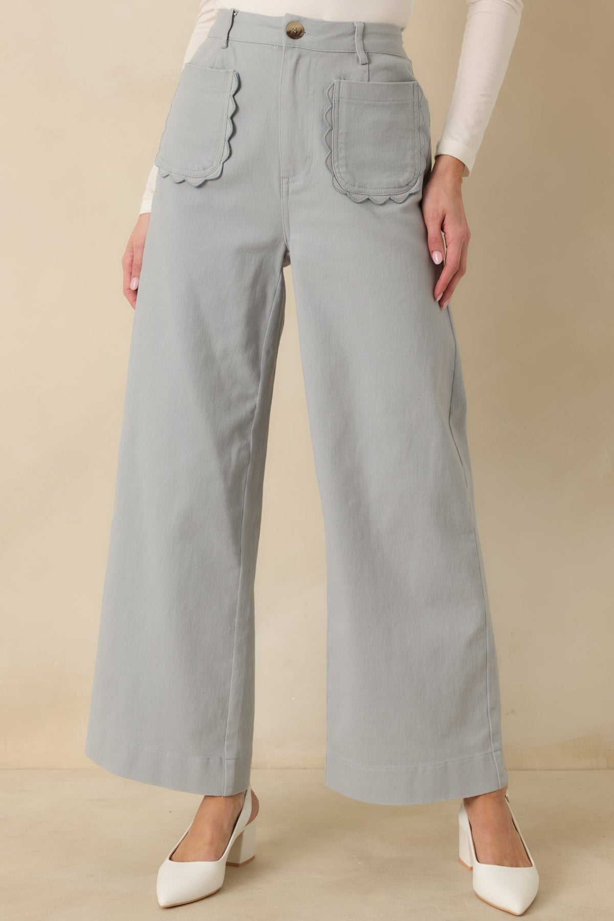 Memories Made Dusty Blue Cotton Wide Leg Pants