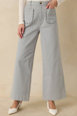 Memories Made Dusty Blue Cotton Wide Leg Pants